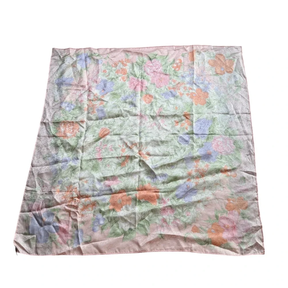 JIM THOMPSON Scarf Pink Floral Hibiscus Silk Square Women's OS Pastel
